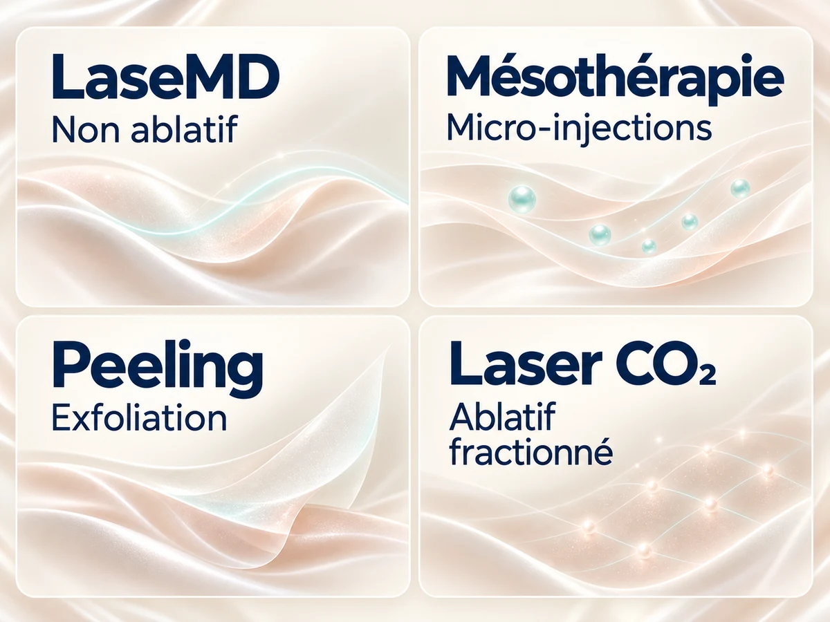 Principes du LaseMD, de la mésothérapie, du peeling et du laser CO₂